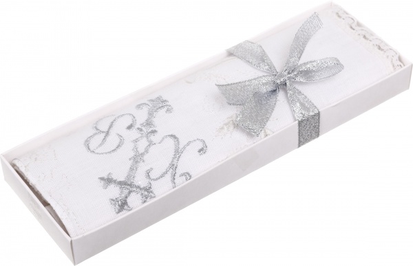 Салфетка Пасхальная с вышивкой и кружевом (1,5/3,5 см) 38x38 см белый с рисунком 