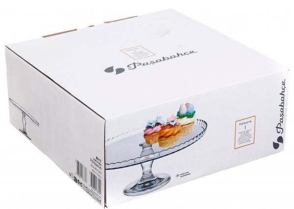 Блюдо на ніжці (бортик вгору) Patisserie 32 см скло Pasabahce 