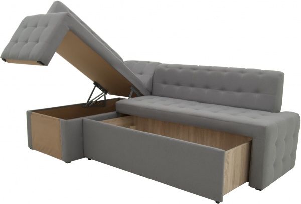 Уголок кухонный Кедр КАРАТ две ниши 7 ткань светло-серый