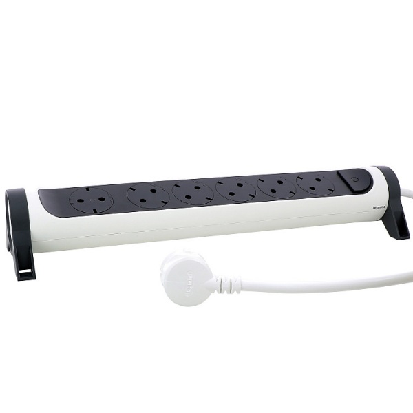 Подовжувач Legrand преміум 6х2К+З із заземленням 6 гн. біло-чорний 3 м 694539 