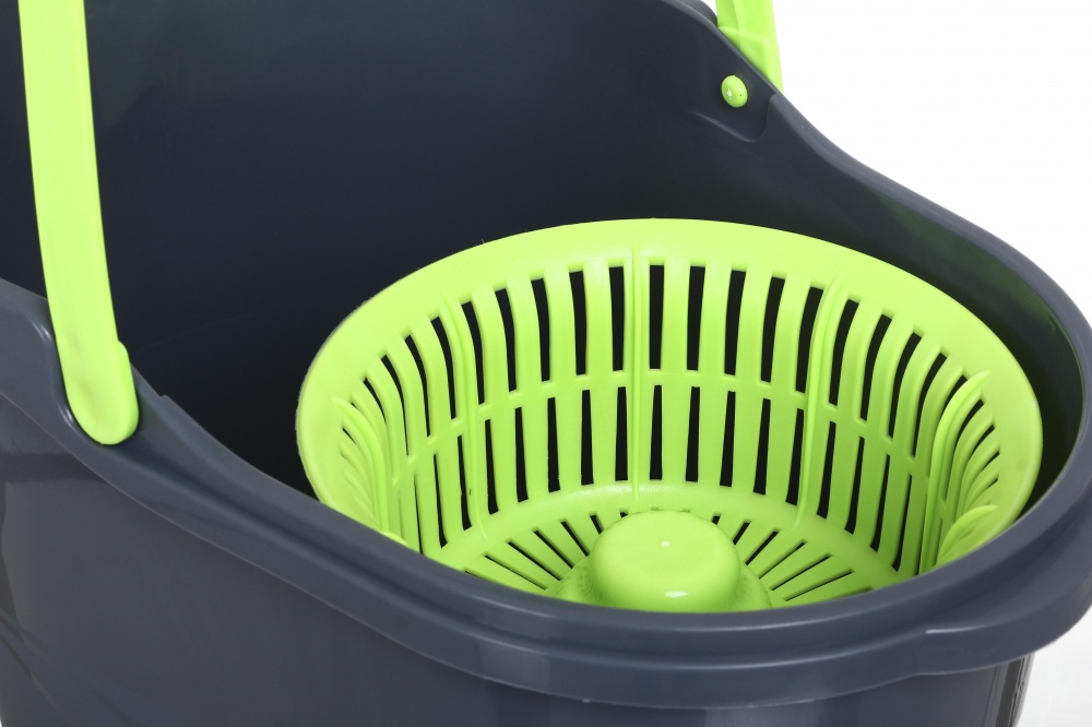 Комплект швабра и ведро с механическим отжимом для пола OBERY Solo Twist 16 см черный