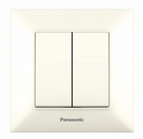 Выключатель двухклавишный Panasonic Arkedia Slim 10 А 250В кремовый 480100190