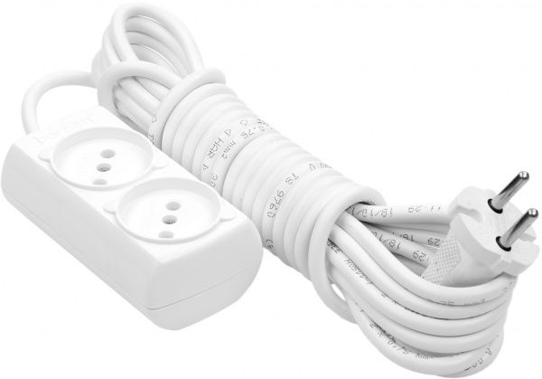 Удлинитель Borsan без заземления 2 гн. белый 5 м BR-1542-5 