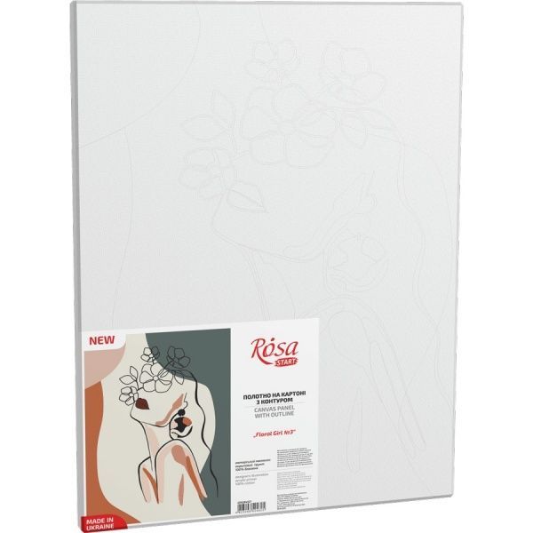 Холст на картоне с контуром Floral Girl 330х40 см Rosa Start 
