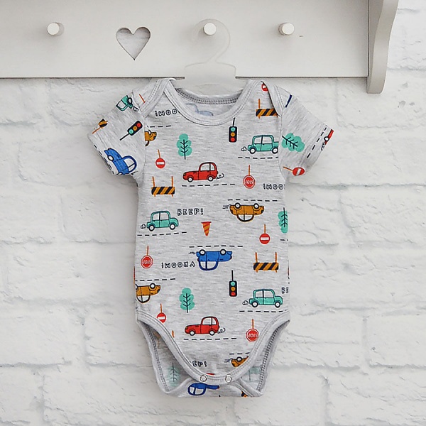 Боди детское для мальчика Blanka Авто р.74 серый 110139 