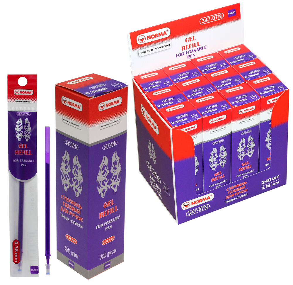 Стрижень гелевий пиши-стирай 347-07N 0,38 мм фіолетовий 01200037 NORMA 1 шт.