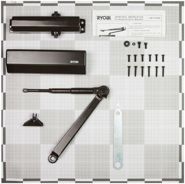Доводчик дверной RYOBI DS-1554 стандартная тяга с фиксацией коричневый 80 кг
