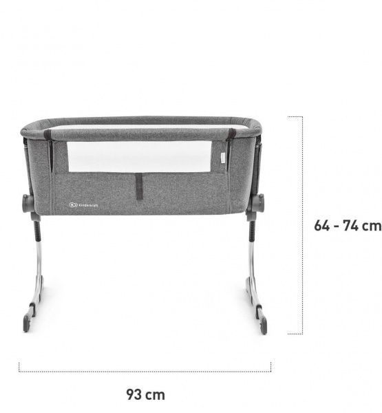 Кровать детская Kinderkraft приставная Uno Grey KKLUNOGRY00000