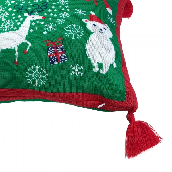 Подушка MERRY CHRISTMAS зелена 45x45 см білий із зеленим La Nuit 