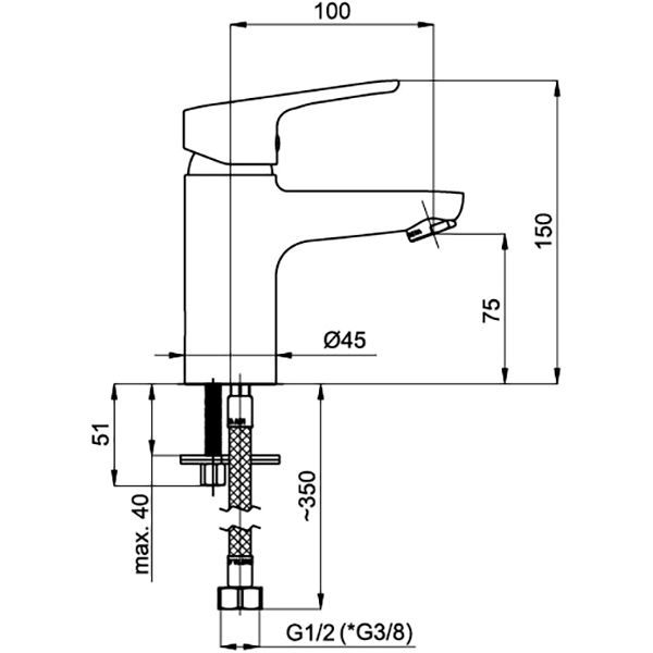 Змішувач для умивальника Rubineta Uno-18 (BK) N80061