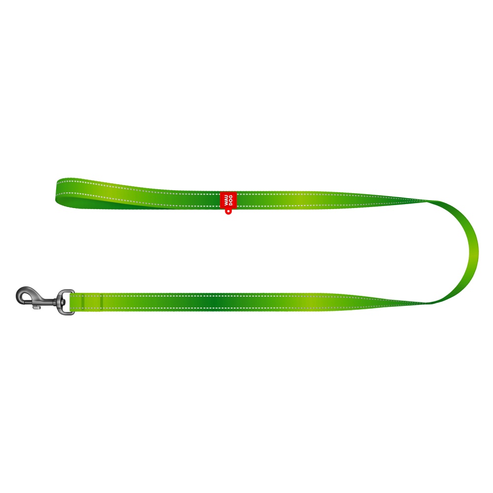 Повідець Waudog Nylon Mono світловідбивний L-XXL нейлон салатовий Ш 25 мм Д 122 см