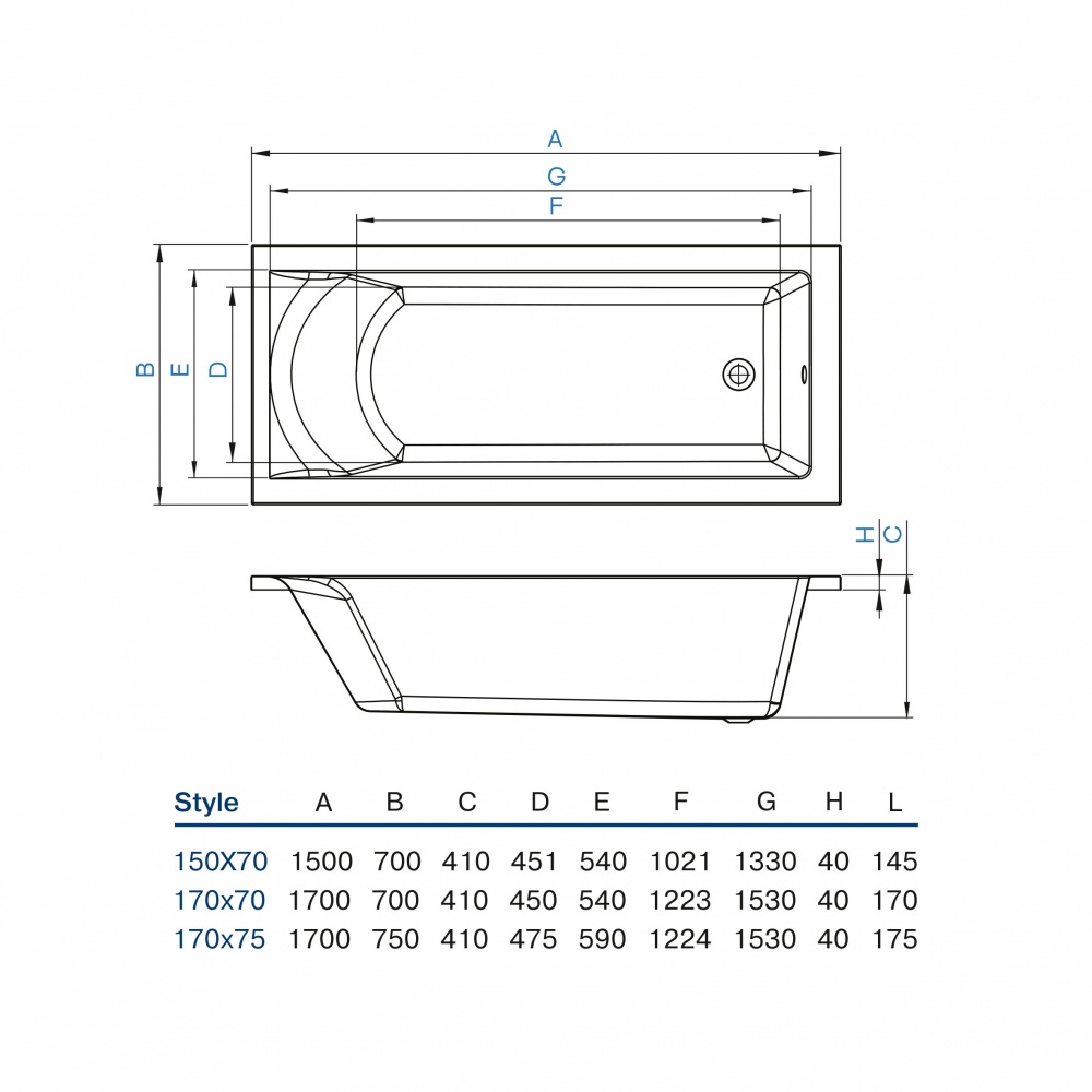 Ванна акрилова Koller Pool Style 170х70 см