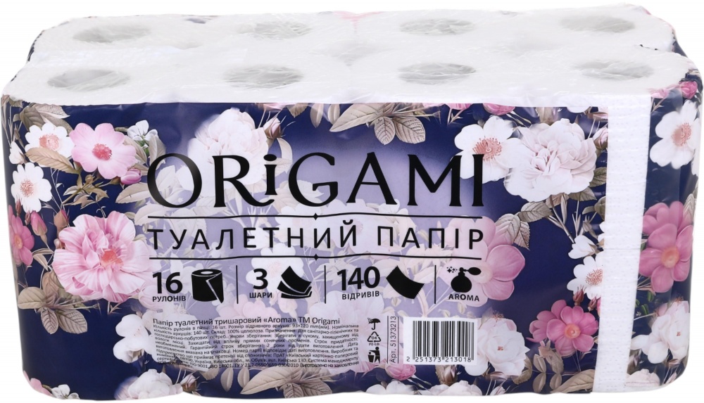 Туалетная бумага ORIGAMI Aroma трехслойная 16 шт.
