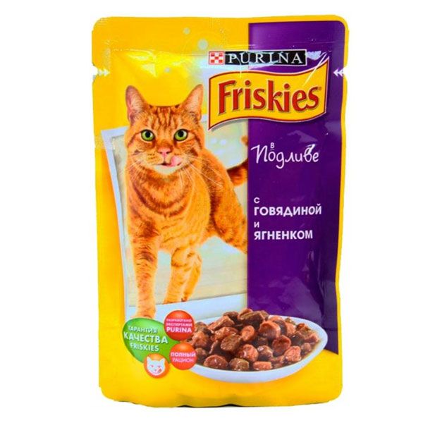 Корм Purina Friskies c яловичиною та ягням в підливі 100 г