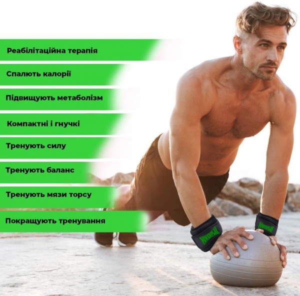 Манжеты-утяжелители PowerPlay 4335 черные 2x1 кг 