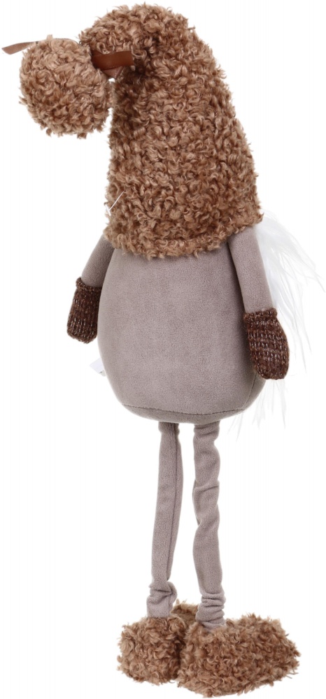 Декорация новогодняя гном стоящий бежево-коричневый 16х56 см