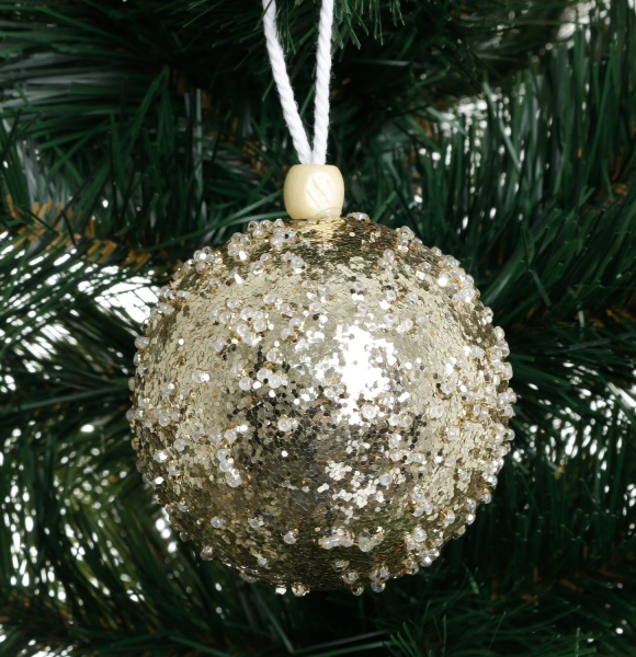 Шар новогодний Shunda сияние с кристалликами 80 мм золотой SDA215880CH