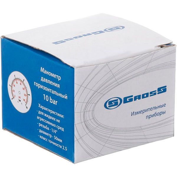 Манометр Gross горизонтальний 50 мм 10.0 Bar