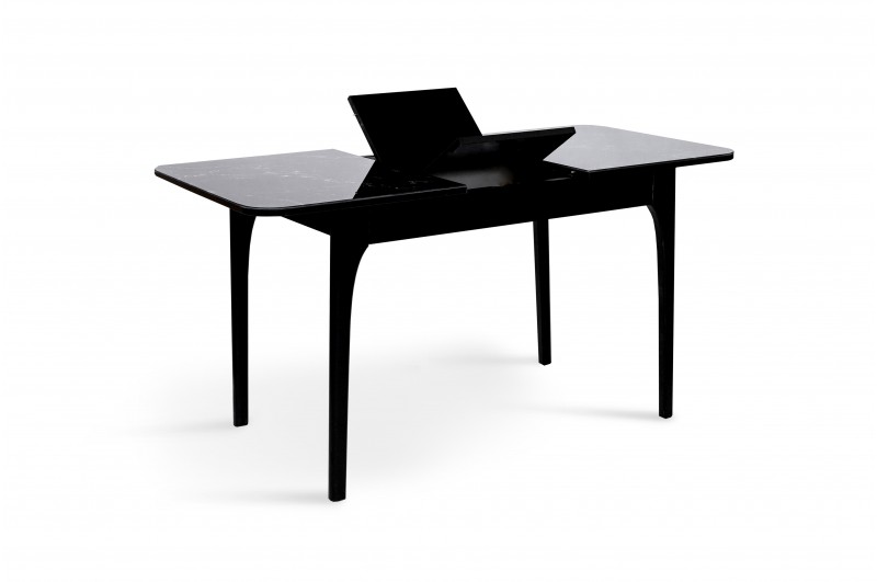 Стол обеденный Сансет 1100(1450)x700x750мм мрамор черный/черный