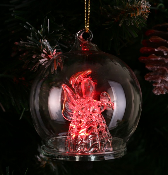 Ялинкова іграшка у формі кулі з підсвічуванням 6 см 