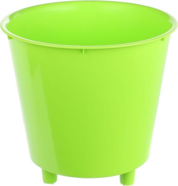 Горщик пластиковий Алеана Деко Пташки круглий 1л білий із салатовим 