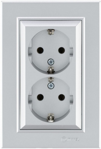 Розетка двойная двойная с заземлением Makel Karea IP20 серебро 56065082