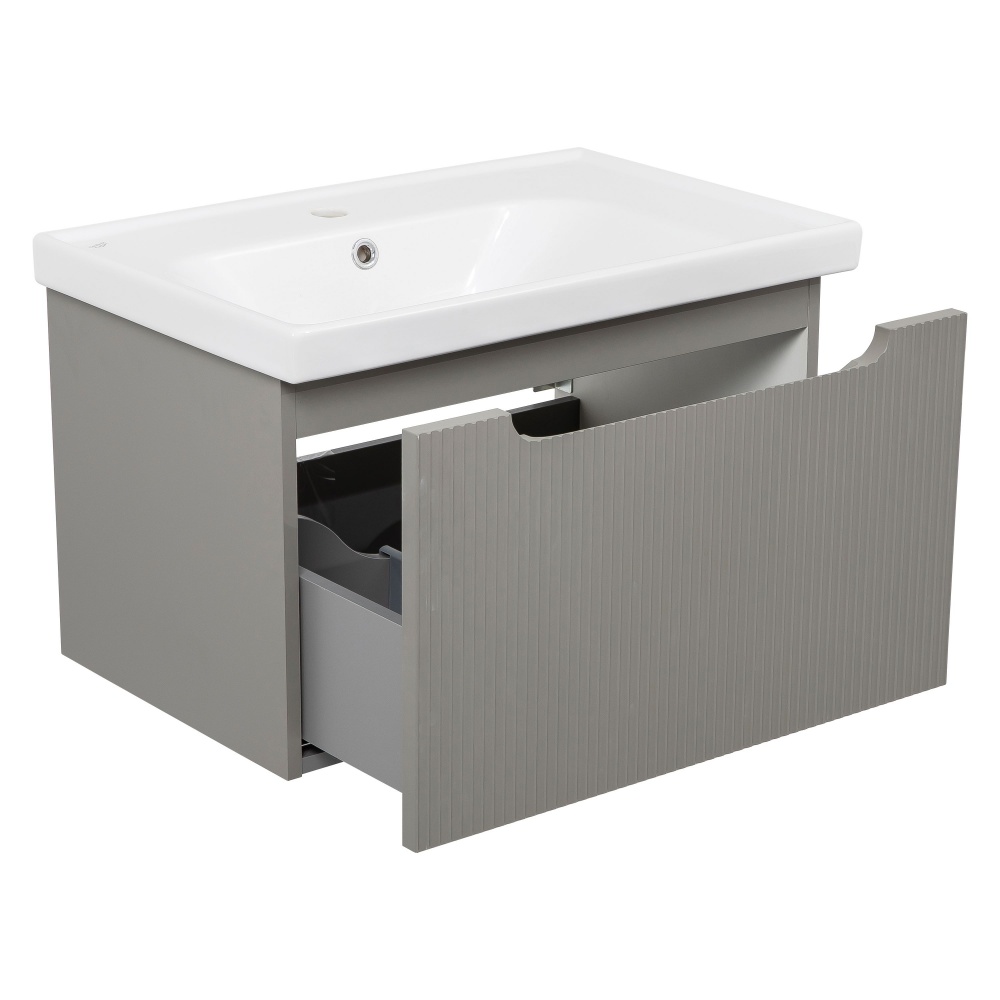 Тумба подвесная Aqua Rodos МОДЭНА с умывальником Frame 70 см STONE-GREY-MATT