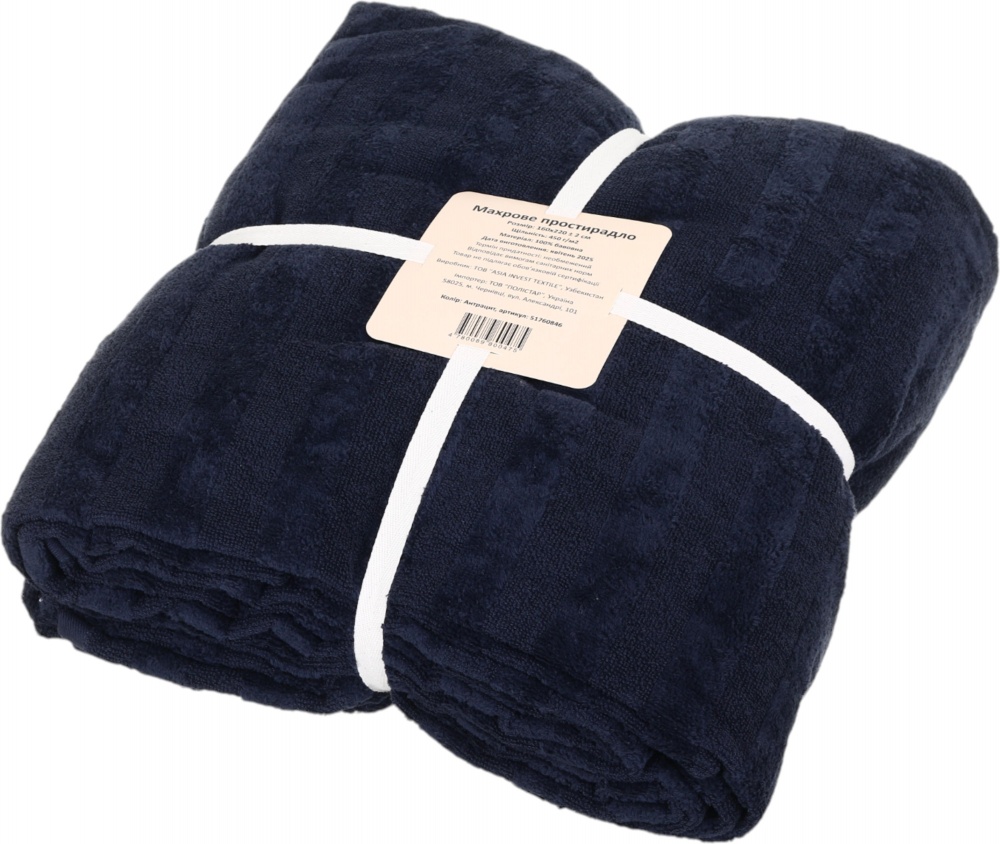 Простирадло махрове 160x200 см 7016 антрацит IDEAL TEXTILE