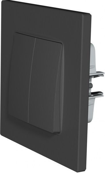 Переключатель проходной двухклавишный Plank Electrotechnic Classic/Nordic без подсветки 10 А 250В антрацит PLK0221241