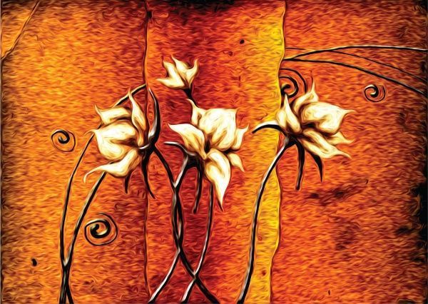 Декор настенный Розы абстракция 42x59,4 см разноцветный 