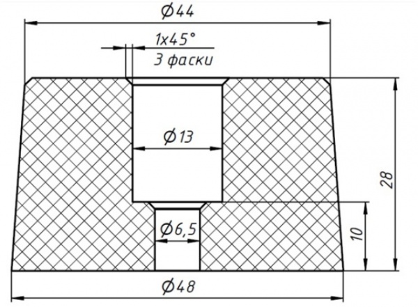 Отбойник Металлургмашремонт резиновый D47 H29 Ø6 черный