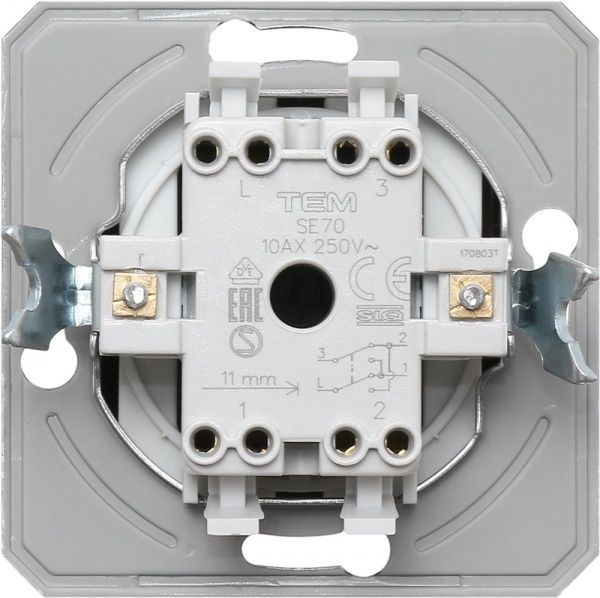 Перемикач перехресний одноклавішний TEM Ekonomik без підсвітки 10 А 250В шоколадний SE70CBXO-U