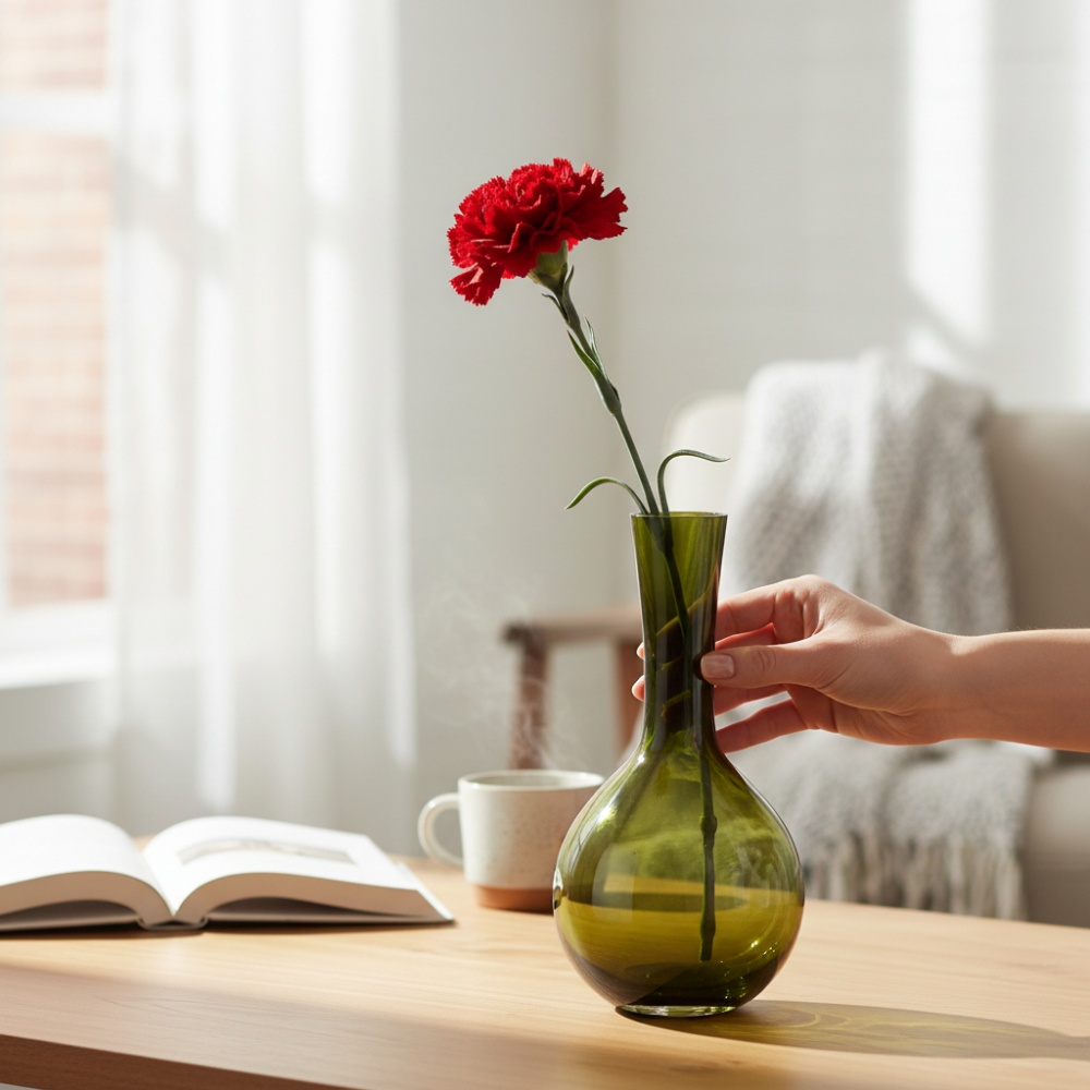 Ваза скляна Wrzesniak Glassworks Pulse 30 см зелена 17-11193