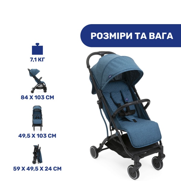 Коляска прогулочная Chicco Trolley Me синяя (79865.58) 