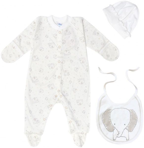 Комплект дитячого одягу Minikin комбінезон шапочка та нагрудник молочний р.56 195040356 