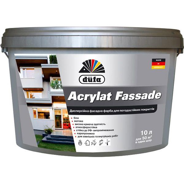 Фарба фасадна акрилова Dufa Acrylat Fassade мат білий 10л