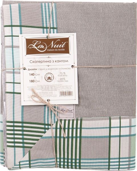 Скатерть Шато 140x180 см серый с зеленым La Nuit 