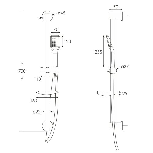 Душевой гарнитур RJ RJSH000-03CH