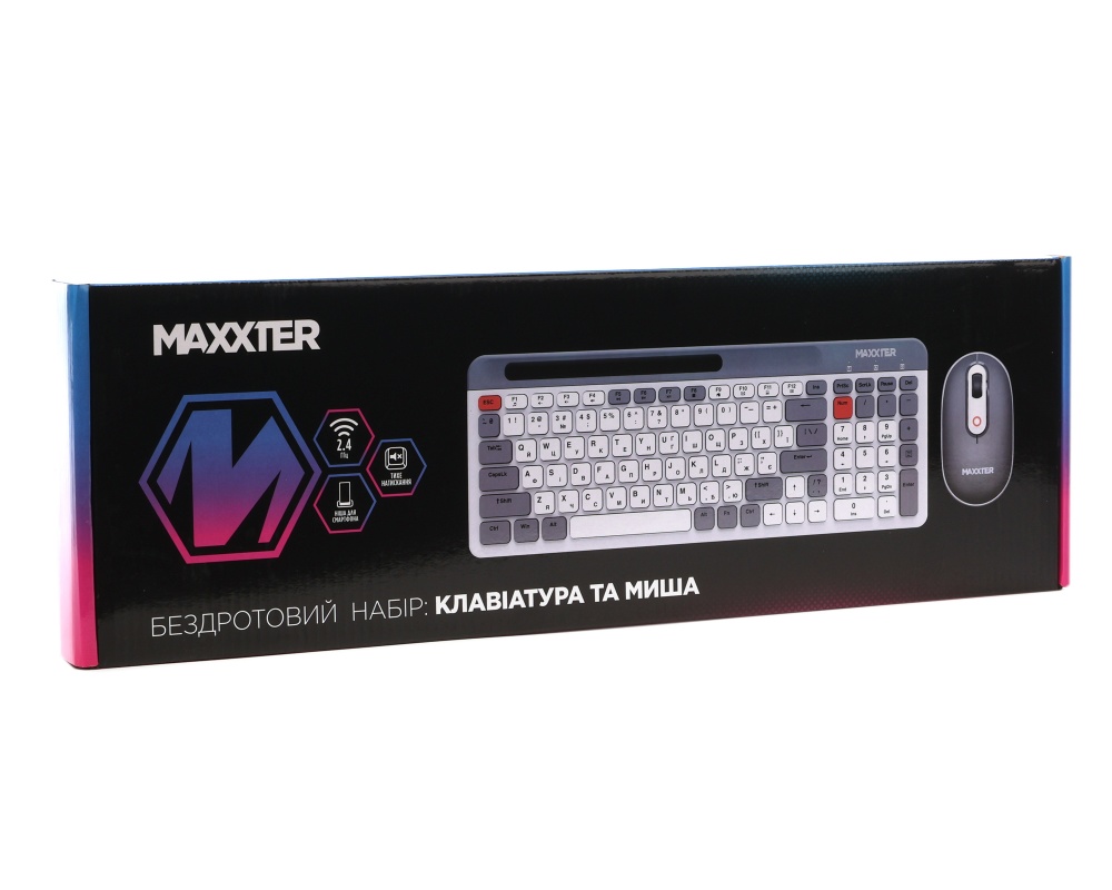 Комплект клавіатура + миша Maxxter KMS-WCM-03G-UA, ножичний механізм