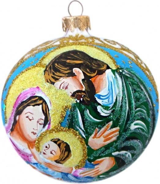 Шар стеклянный Святая семья d100 К-302-100 перламутровый