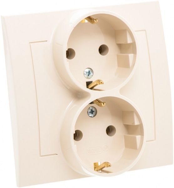 Розетка двойная с заземлением Ospel Kier 16 А 250 В без шторок кремовый GP-2WS/01