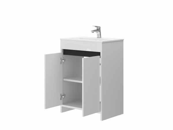 Тумба напольная ЮВЕНТА Lemgo - 60 на ножках белая с умывальником 