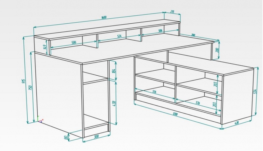 Стол письменный DC Слайго-1 750х1600х700 мм антрацит/дуб тахо