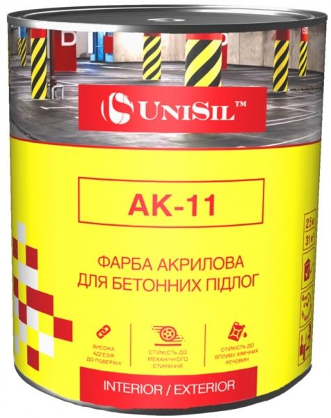 Фарба UniSil АК-11 для бетонних підлог сірий глянець 20л
