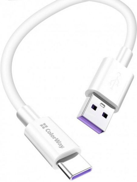 Кабель ColorWay USB - Type-C (Fast Charging) 5.0 А 1 м білий 
