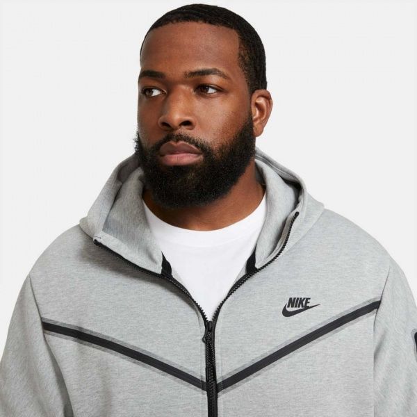 Джемпер Nike M NSW TCH FLC HOODIE FZ WR CU4489-063 р. S сірий меланж