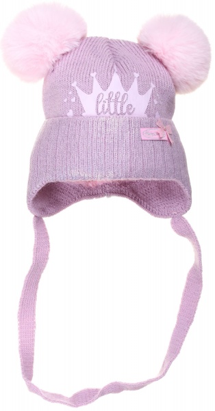 Шапочка детская для девочки Kraft+ р.42-44 сиреневый с розовым 1740 