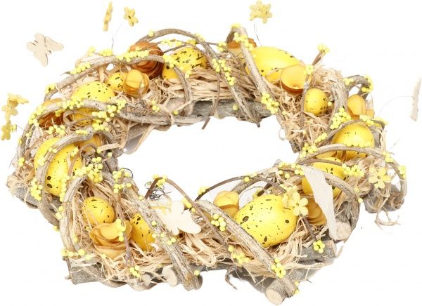 Венок пасхальный с яйцами и завитком F17S0805