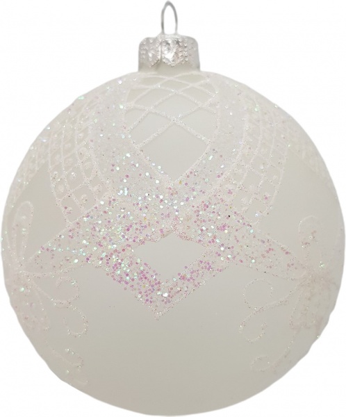 Подарочный шар Юріта Орнамент 100 мм белый матовый G100228M