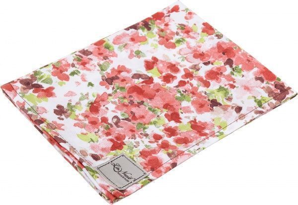 Серветка La Nuit Акварель Барвисті квіти 45x35 см білий з кораловим 